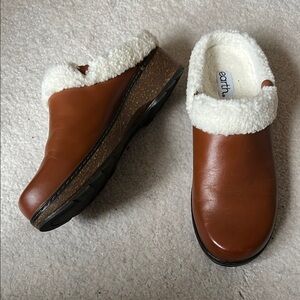 Earth Tan Mules with White Lining